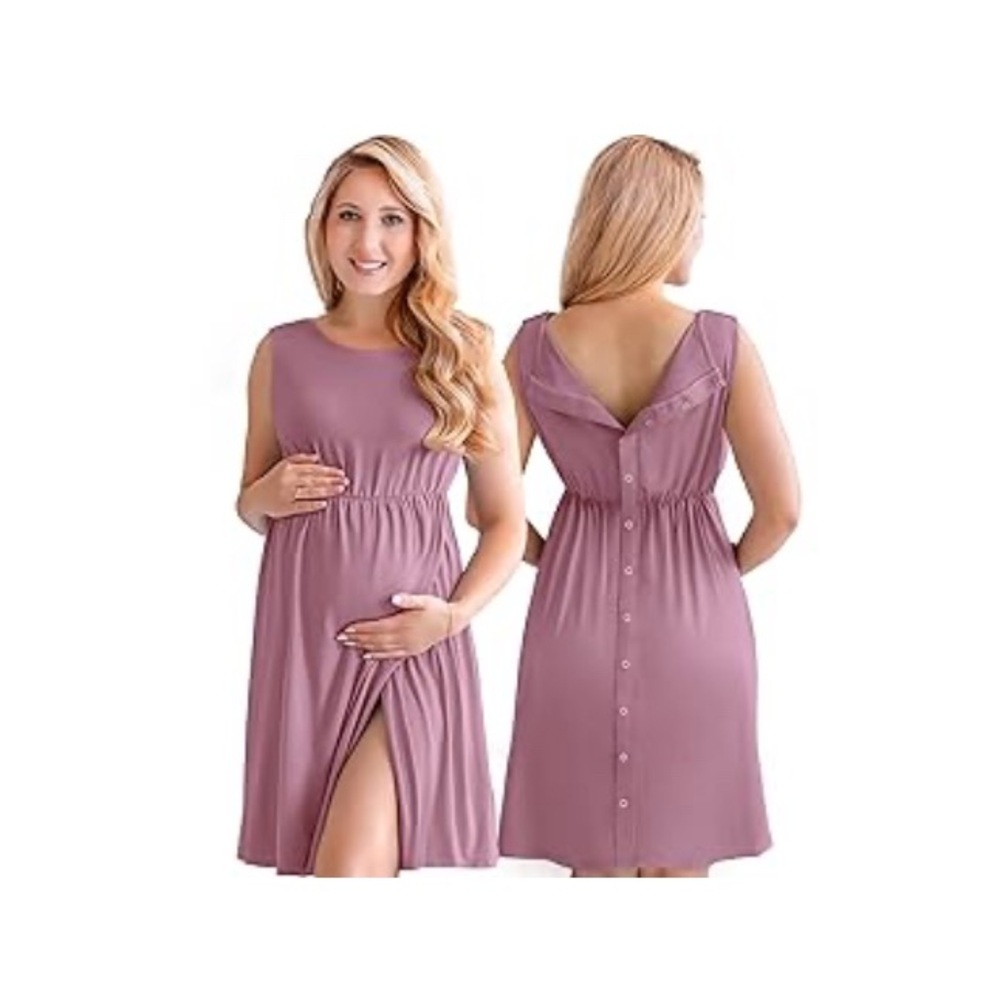 Elegant Mauve Maternity Nightgown
